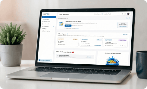 AUPOD dashboard showing business tax and accounting services